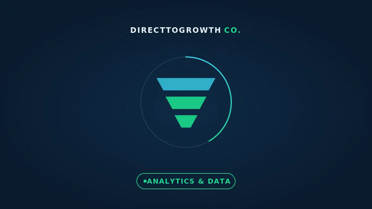 Conversion funnel graphic — analytics and data cover, DirectToGrowth Co.