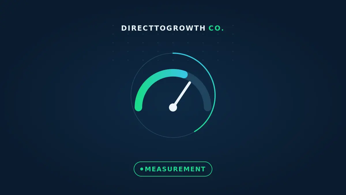 Measurement gauge graphic — incrementality cover, DirectToGrowth Co.