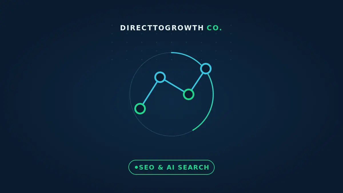 Connected nodes graphic — SEO and AI search cover, DirectToGrowth Co.